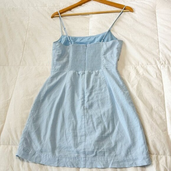 Aritzia Sunday Best Quaint Baby Blue Linen Blend Mini Dress Women’s Small - Picture 5 of 6